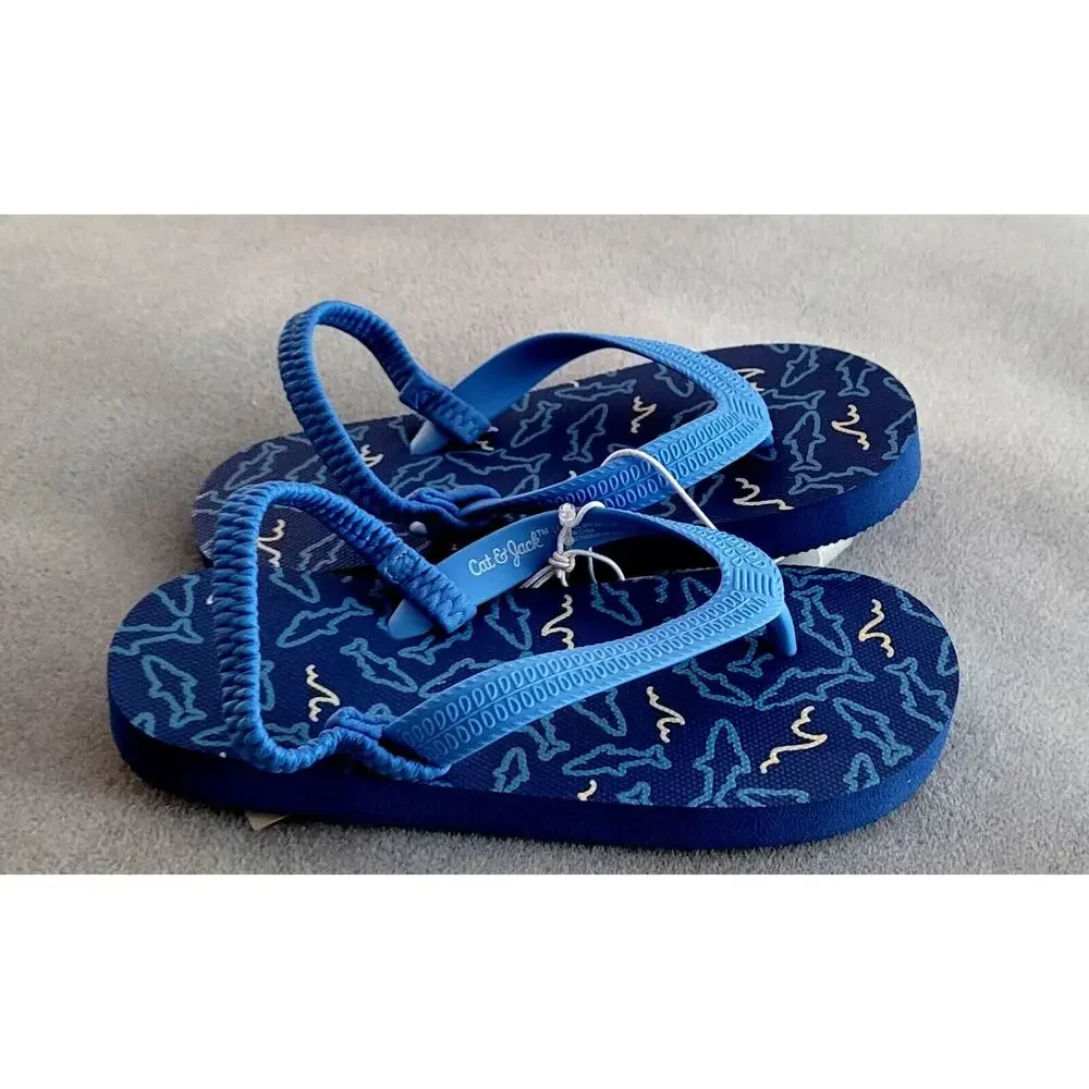 CAT & JACK Toddler Adrian Sandals/Flip Flops w/Back Elastic Strap-Sz 9/10 New!
